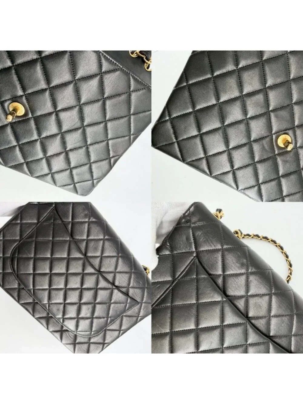 Chanel Shoulder Bag Maxi Quilted CC Logo Double Chain Crossbody Turnlock